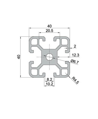 Profilo di alluminio a fessura industriale di grado T con lunghezza da 5,8 a 6,0 m e grado della serie 6000
