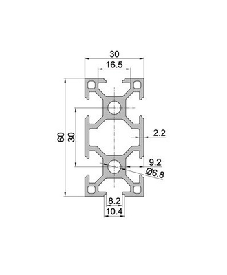 Dimensioni personalizzate Profili in alluminio anodizzati in T con profilo 6063-T5