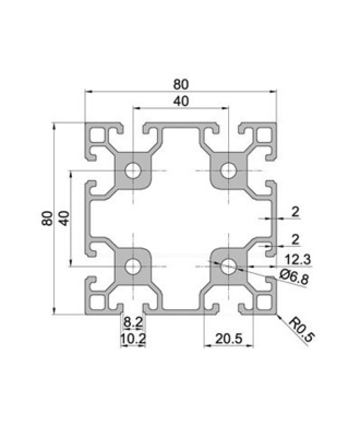 Profili di estrusione in alluminio T3-T8 Temper V Slot 4080 personalizzabili per le esigenze del cliente