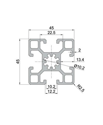 Profili in alluminio T 4040 4020 4080 Anodizzazione d'argento per applicazioni di precisione