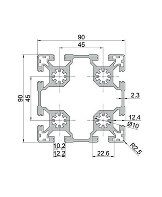 Temperature T3-T8 Profil di alluminio industriale anodizzante di estrusione su misura