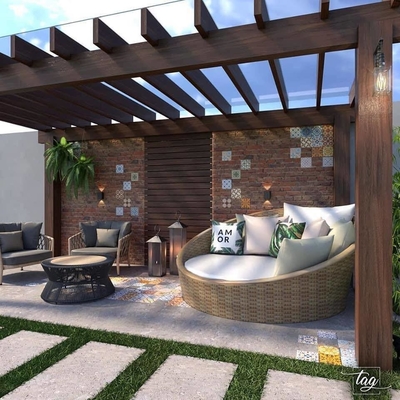 Pergola bioclimatica in alluminio con finitura del telaio anodizzante e padiglione esterno