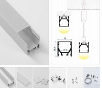 Super Slim 3 Meter LED Angel Aluminium Profile Channel per l'illuminazione in nero